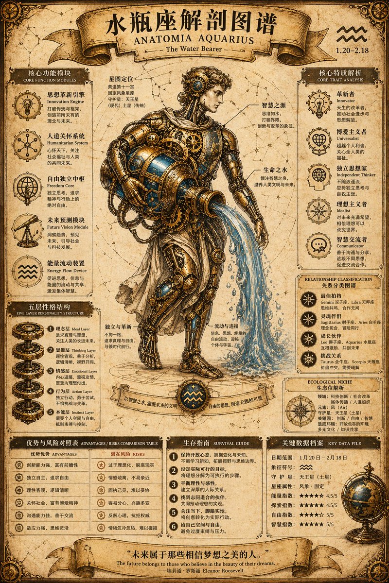 蒸汽朋克风格黄道十二宫解剖海报