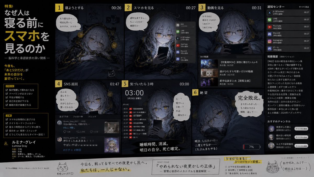 信息图 / 教育视觉 - 睡前智能手机动漫信息图