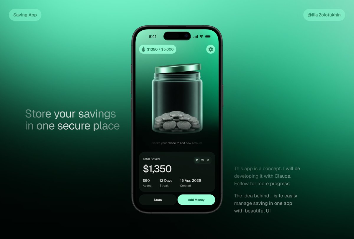 产品营销 - 3D 储蓄罐 App UI 样机